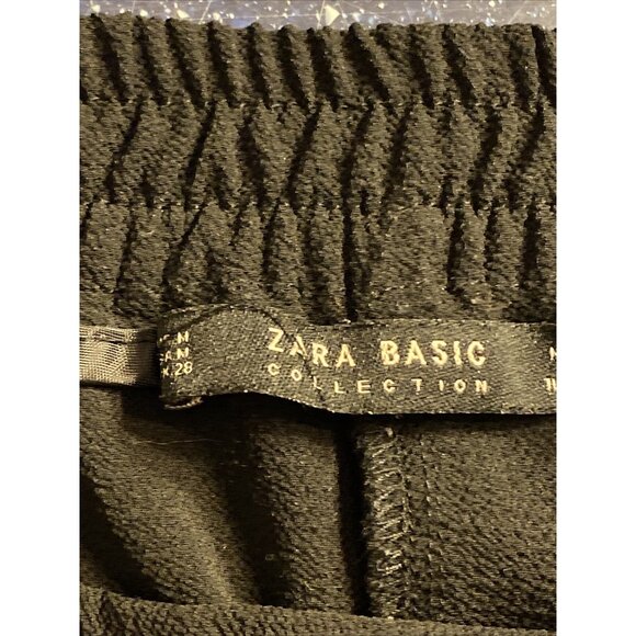 Zara Jogger Tuxedo Stripe Black Elastic Waist Semi Sheer Drawstring Wms Sz M - Picture 8 of 11